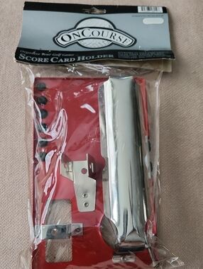 ON COURSE GOLF CART Red Score Card Holder with Silver Clip